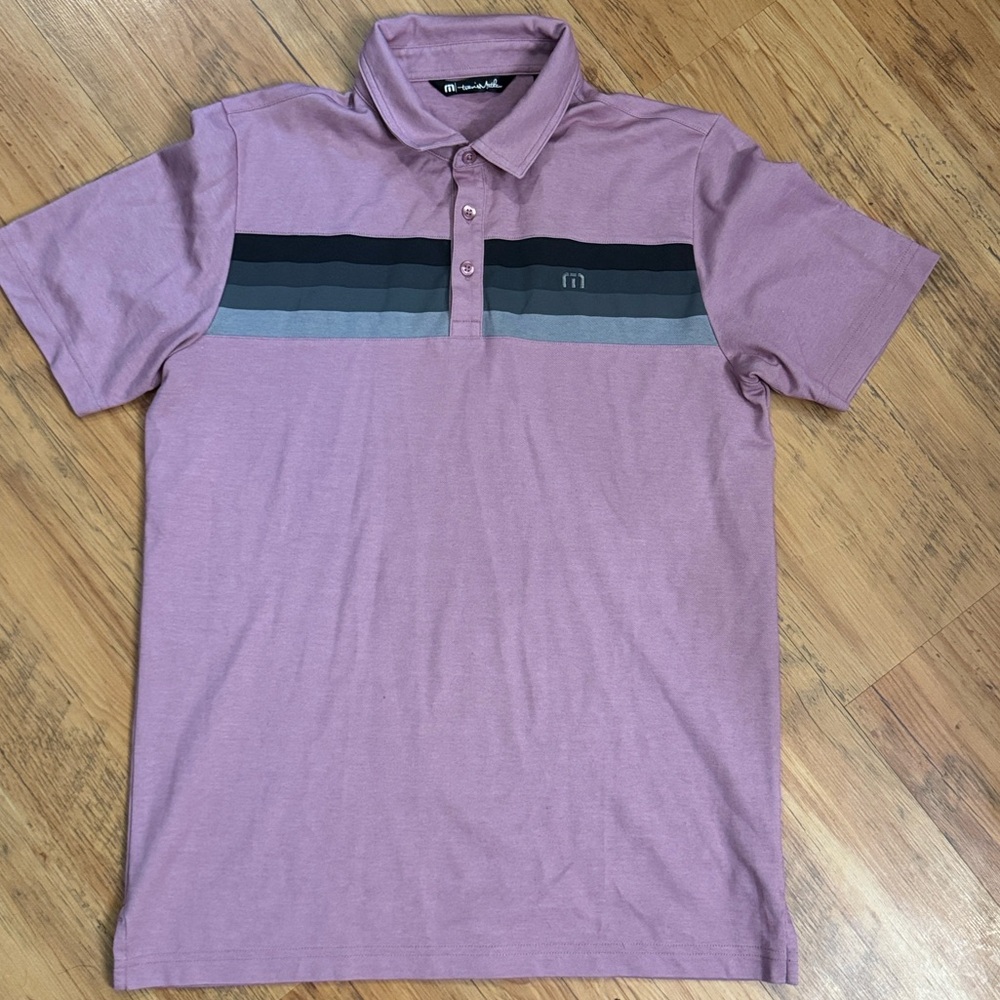 Travis Mathew Polo Golf Sz M Plum Grey
